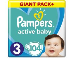 Pampers - Active Baby Dry - Maat 3 - Megapack - 104 stuks - 6/10KG