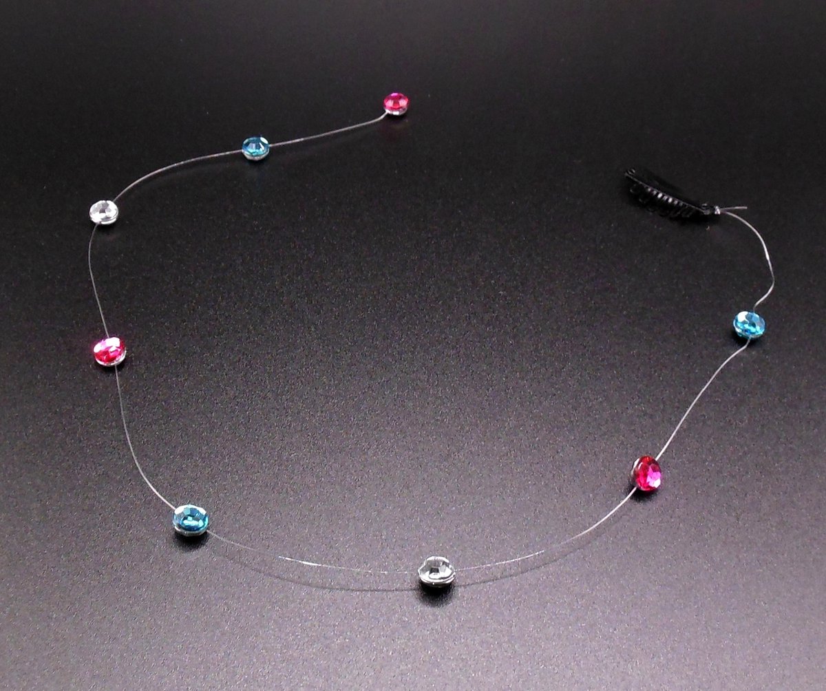 Festival/Ibiza haarclip met hanger diamanten paars-blauw-wit