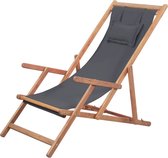 vidaXL Chaise de plage pliante en tissu et structure en bois gris