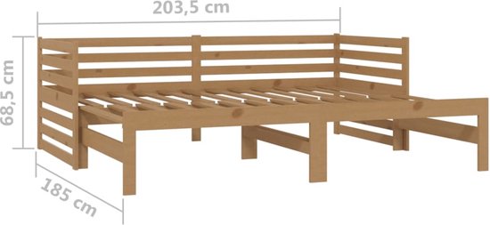 vidaXL-Slaapbank-uitschuifbaar-grenenhout-honingbruin-2x(90x200)-cm