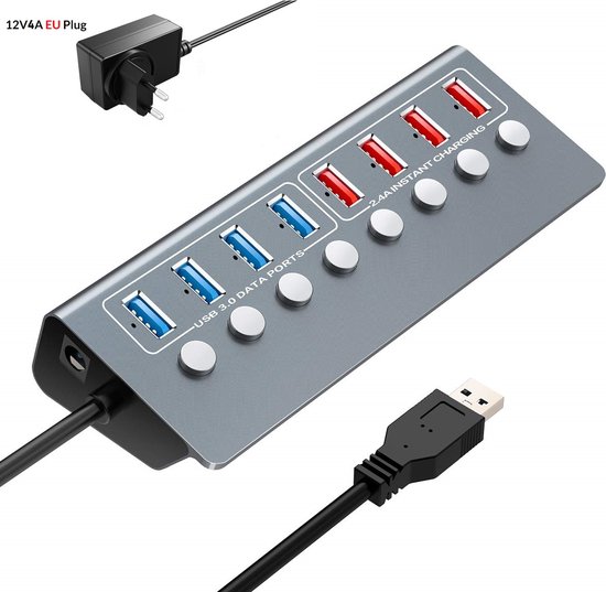 Hub USB 3.0 Multiprise Multi 3 Ports USB Multiple avec Boutons Individuels