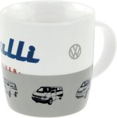 Volkswagen Bus Bulli Driver Emaille Mok - Wit/Grijs