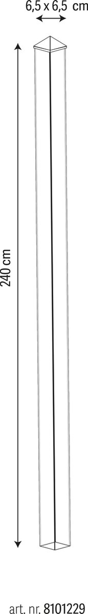 PROCIDA paal ALU (paneel) 65x65x2mm H2400mm antraciet