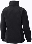 Achterkant van een zwarte Columbia fleece trui met rits en opstaande kraag.
