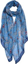 Juleeze Sjaal Dames Print 80x180 cm Blauw Vogels Shawl Dames