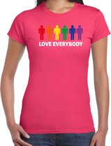 Bellatio Decorations Gay Pride shirt - love everybody - regenboog - dames - roze XL