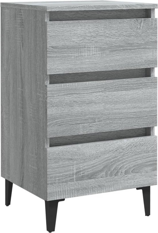 Nachtkastjes 2 st met metalen poten 40x35x69 cm gerookt eiken
