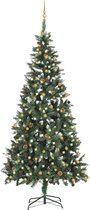 vidaXL - Kunstkerstboom - met - verlichting - en - kerstballen - 210 - cm