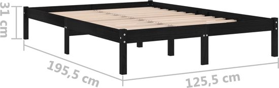 vidaXL-Bedframe-massief-hout-zwart-120x190-cm