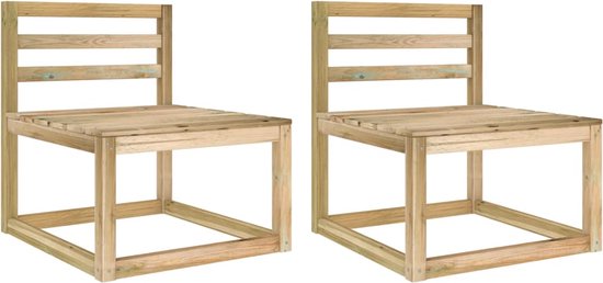 vidaXL - Tuinmiddenbanken - 2 - st - pallet - groen - geïmpregneerd - grenenhout