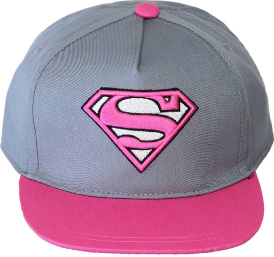 Superman Supergirl Snapback Cap Pet Roze/Grijs
