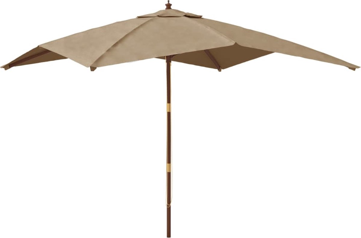 vidaXL - Parasol - met - houten - paal - 300x300x273 - cm - taupe