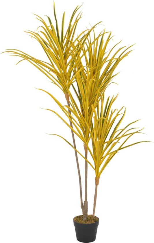 vidaXL - Kunstplant - met - pot - dracaena - 125 - cm - geel