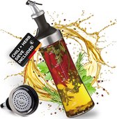 Oliefles met kruidenzeef voor zelfgemaakte aroma-oliën - praktische oliefles met schenktuit voor druppelvrije dosering, fles van echt glas voor olie | 570ml