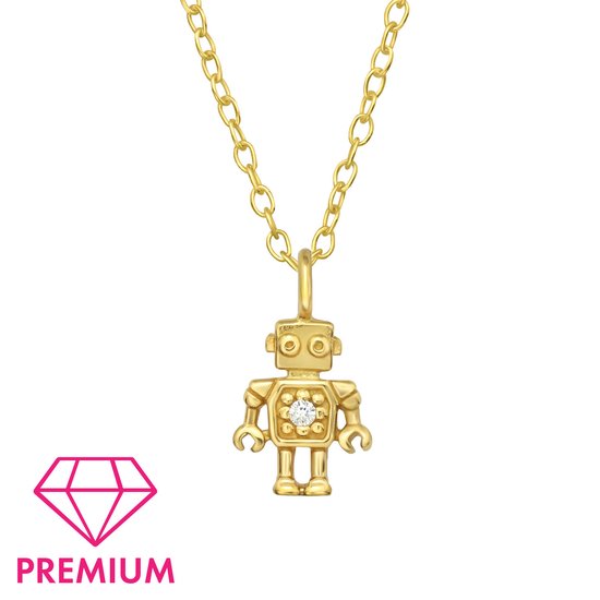 Ketting Robot - 925 Sterling zilver, gold plated - Verstelbaar - Verkleurd niet - Damesdingetjes