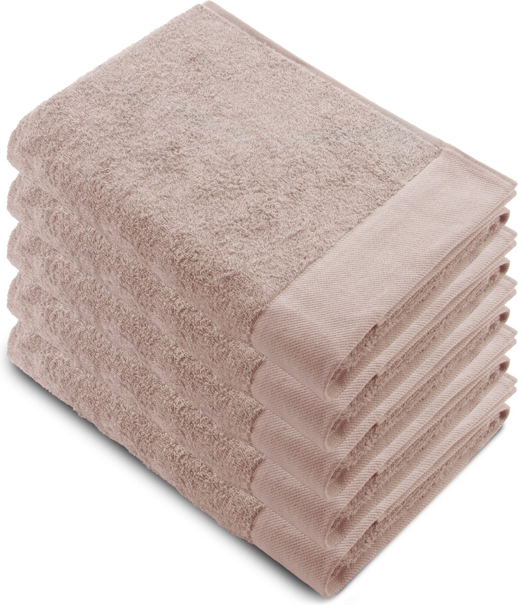 Walra Remade XL Handdoeken 70x140 - set van 5 - Zware kwaliteit 550 g/m2 - Poeder Roze