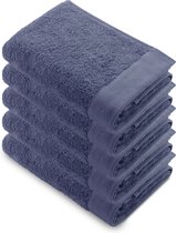Bol.com Walra Remade Handdoeken 50x100 - set van 5 - Zware kwaliteit 550 g/m2 - Blauw aanbieding