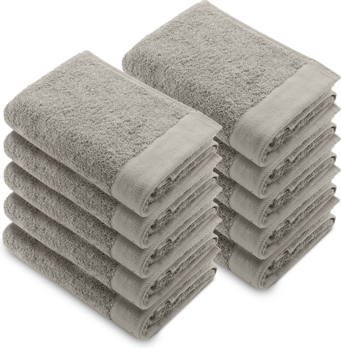 Walra Remade Handdoeken 50x100 - set van 10 - Zware kwaliteit 550 g/m2 - Taupe