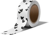 masking tape hartjes zwart wit decoratie washi papier tape 15 mm x 10 m