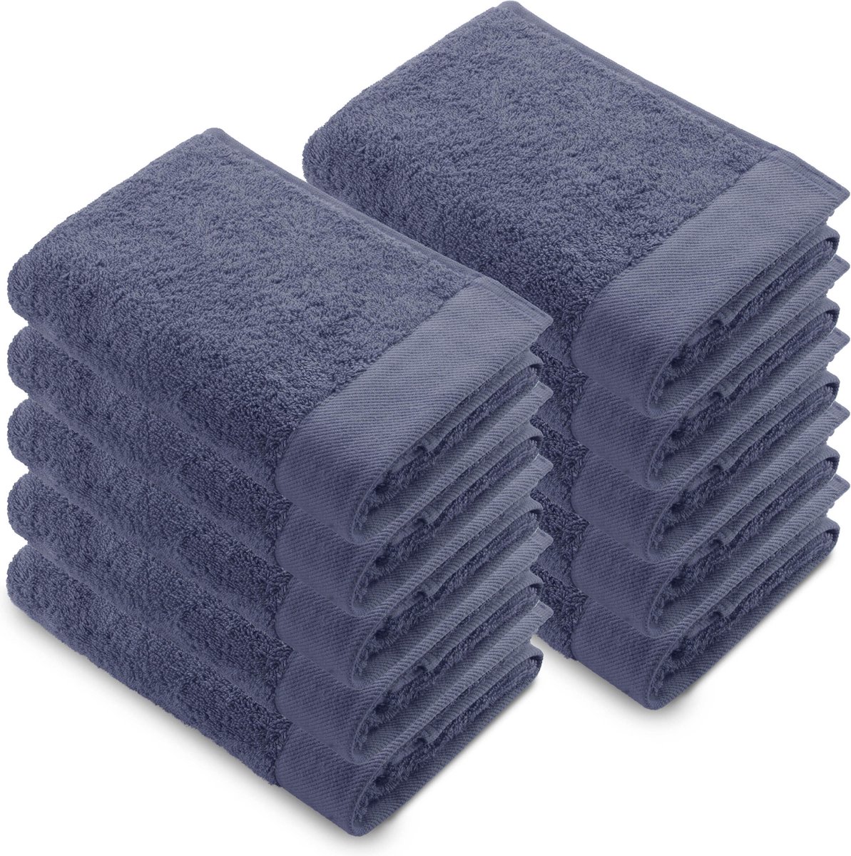 Walra Remade Handdoeken 50x100 - set van 10 - Zware kwaliteit 550 g/m2 - Blauw