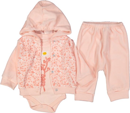 Baby 3 delige set - maat 56/62 newborn - roze - sweater broekje rompertje - maat 62 68 74 baby girl meisje kleding set