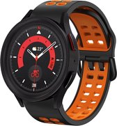 Siliconen bandje - geschikt voor Samsung Galaxy Watch 6 / Watch 6 Classic / Watch 5 / Watch 5 Pro / Watch 4 / Watch 4 Classic - zwart-oranje