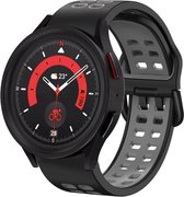 Siliconen bandje - geschikt voor Samsung Galaxy Watch 6 / Watch 6 Classic / Watch 5 / Watch 5 Pro / Watch 4 / Watch 4 Classic - zwart-grijs