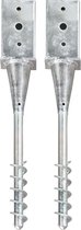 vidaXL-Grondpinnen-2-st-8x8x57-cm-gegalvaniseerd-staal-zilverkleurig