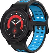 Siliconen bandje - geschikt voor Samsung Galaxy Watch 6 / Watch 6 Classic / Watch 5 / Watch 5 Pro / Watch 4 / Watch 4 Classic - lichtblauw-zwart