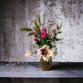 Seta Fiori - Bouquet champêtre - bouquet artificiel - fleurs en soie - bleu rose - 35cm -