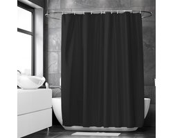 Loti Living Douchegordijn Anti Schimmel – Zwart - Inclusief ringen – Waterdicht - Polyester - Douchegordijn 180x200 cm