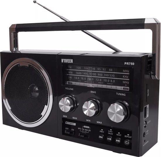 NOVEEN - Radio portable PR750 noire - Récepteur très sensible - Bandes  radio Dre (FM /