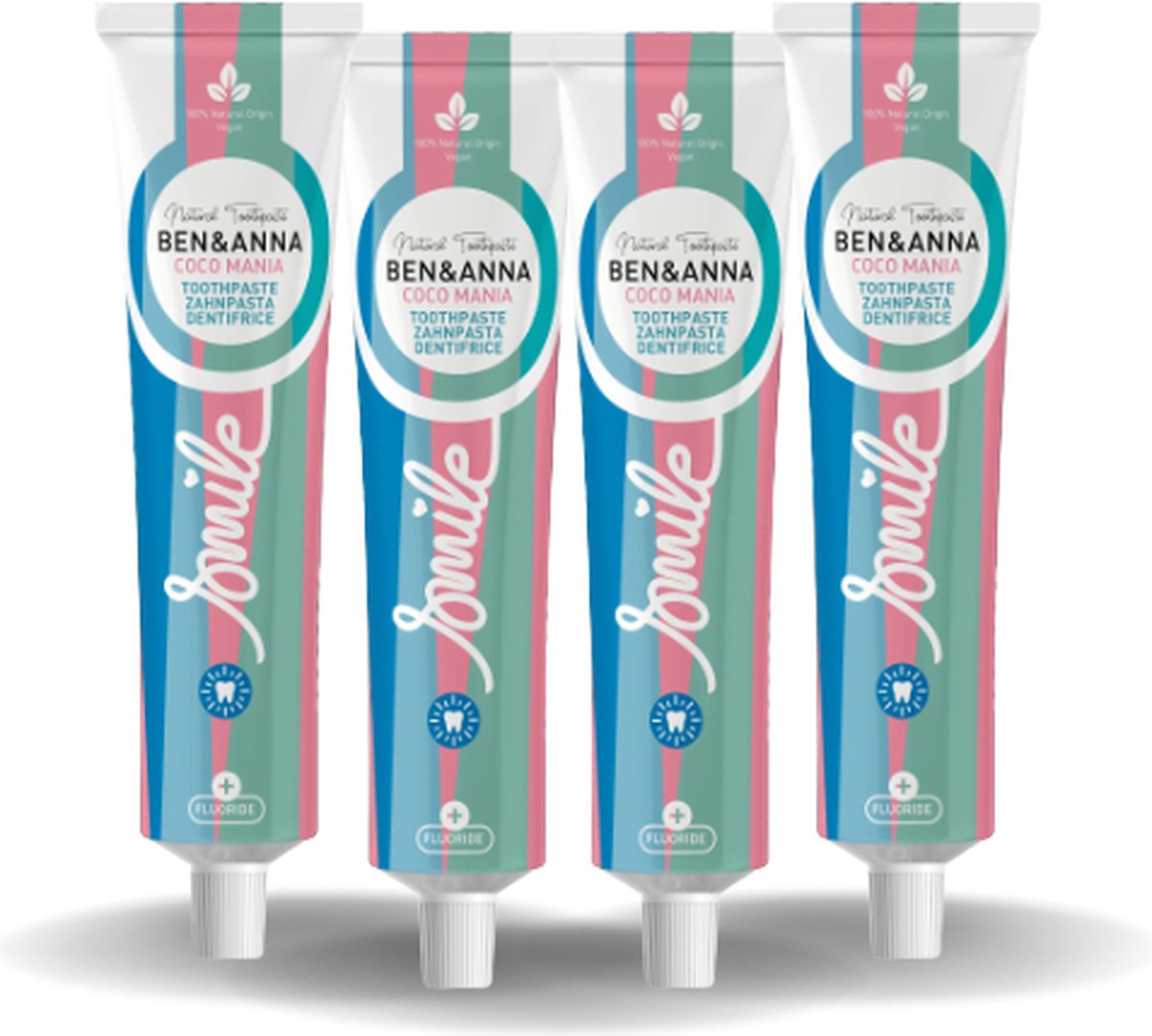 BEN&ANNA - Toothpaste Smile with Fluoride Coco Mania - 75ml - 4 Pak