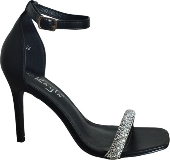 Heels - Roxy - Pumps - Hakkenschoen - Diamantjes - Black - Zwart - Maat 41