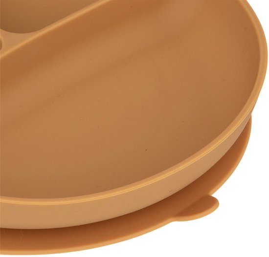 Siliconen kinder maaltijdset - giraf oker - bord bakje beker lepel - zacht kinderservies zuignap - geschikt voor magnetron en vaatwasser - kraamcadeau cadeautje 1e verjaardag kind - kerst cadeau tip van Ahumba. — afbeelding 3