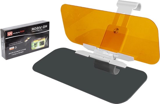 Zonnescherm Op Zonneklep voor de auto– knop intrekbare - 2-in-1 Auto zonneklep dag & nacht - Helder zicht tijdens het autorijden – Bescherming tegen zon & felle koplampen – Auto zonwering - UV bescherming –zonwering met instelknop, anti-uv-dimbaar