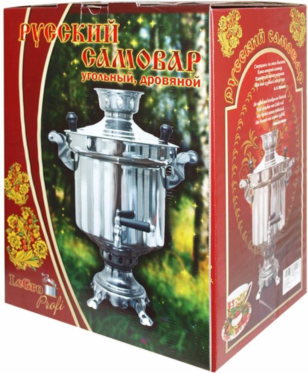 Samowar Russisch/Turkse roestvrij staal houtskool 5 liter met 1 liter  theepot : : Wonen & keuken