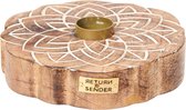 Return to Sender | Ronde kandelaar met bloemmotief, 11,5 cm - Bruin - - H cm