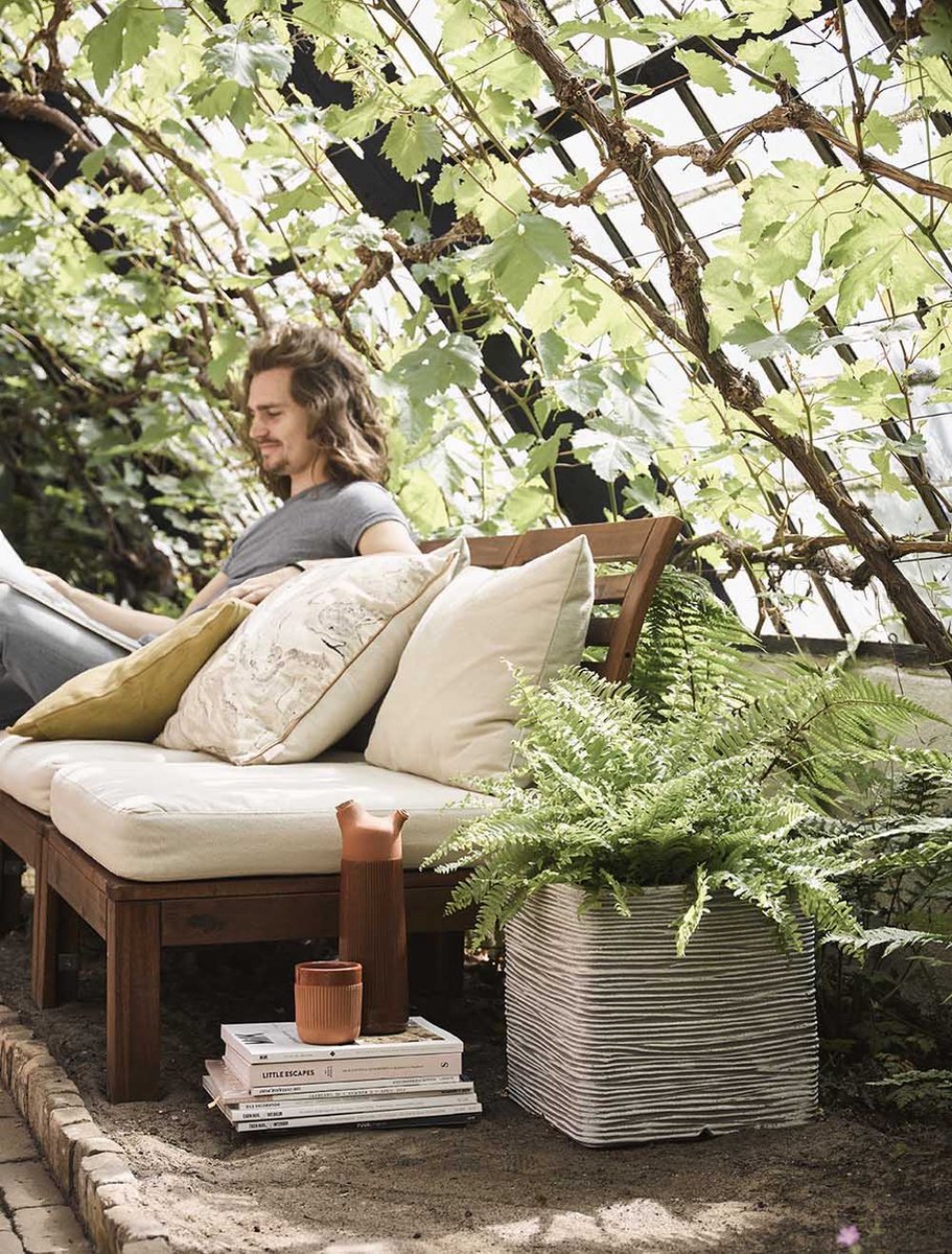 Capi Europe Pot de fleurs carré Rib NL - 40x40 - Ivoire