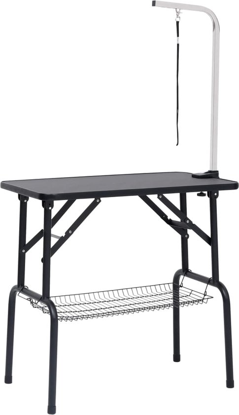vidaXL - Hondentrimtafel - verstelbaar - met - 1 - lus - en - opbergschap