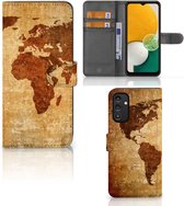 Telefoonhoesje Geschikt voor Samsung Galaxy A14 4G Wallet Bookcase Wereldkaart