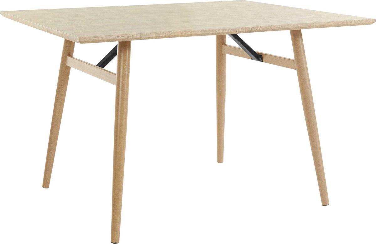 Notio Living Harris - Eettafel 120x80 cm 6 plaatsen in Natuur MDF Eiken (77 x 120 x 80 cm) Zwart