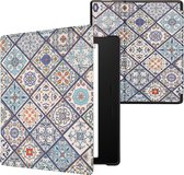 kwmobile hoes geschikt voor Amazon Kindle Oasis 10. Generation - Magnetische sluiting - E reader cover in blauw / oranje / wit - Marokkaanse Tegels Bont design