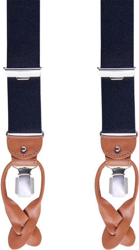 Bretelles bleu foncé avec cuir marron clair dans une version exclusive