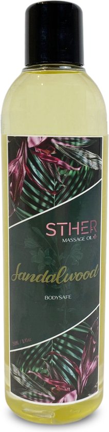 STHER Massage Olie En Glijmiddel Met Smaak en Geur - 250 ML Sandalwood - Nederlandse Productie - Etherische Olie - Massage Olie Erotisch