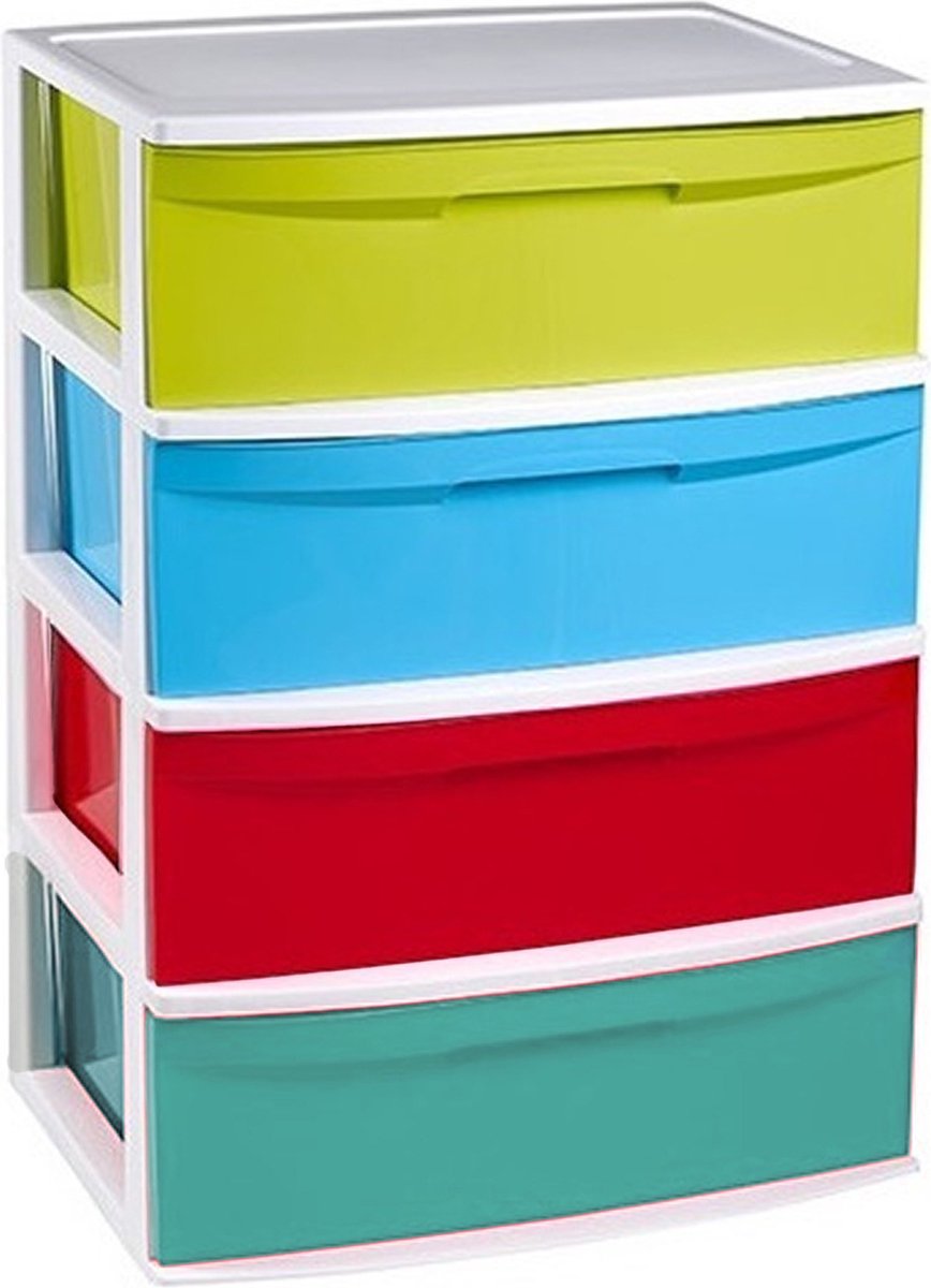 PlasticForte Ladekast - 4 lades - organizer - gekleurd - 40 x 56 x 80 cm