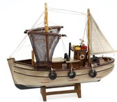 Vissersboot schaalmodel met veel details - Hout - 30 x 8 x 27 cm - Maritieme boten decoraties voor binnen