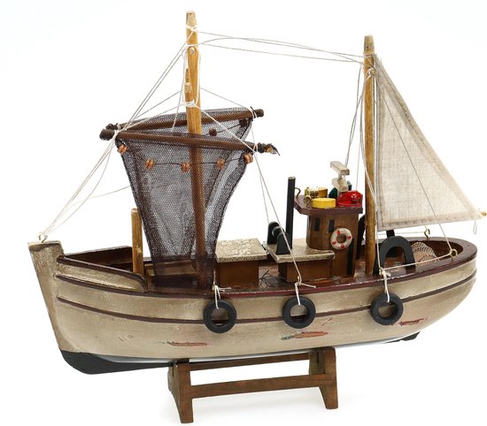 Maquette de bateau de pêche avec de nombreux détails - Bois - 30 x 8 x 27  cm -... | bol