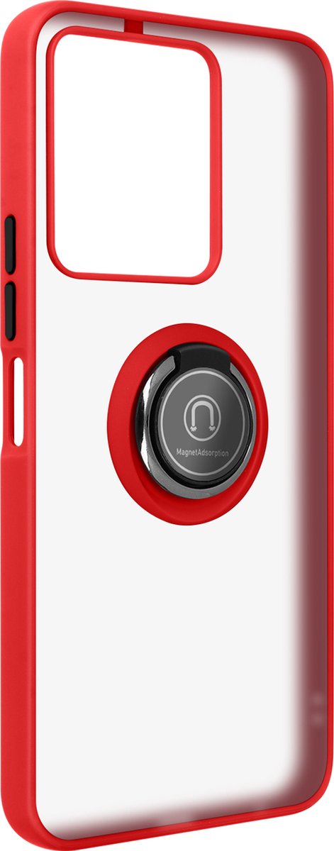 geschikt voor Vivo Y22s en Y35 Bi-materiaal Case Ring Stand-Functie rood
