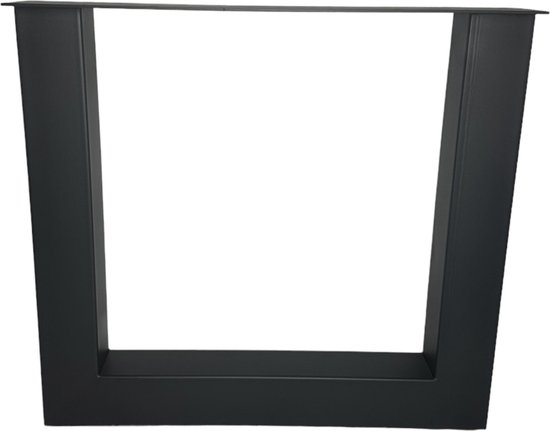 Maison DAM – 1x industriële tafelpoot U met koker 10x10cm, Hoogte 72cm, mat zwart fijn structuur, hoogwaardige kwaliteit - Inclusief steldop - Topplaat; 4mm